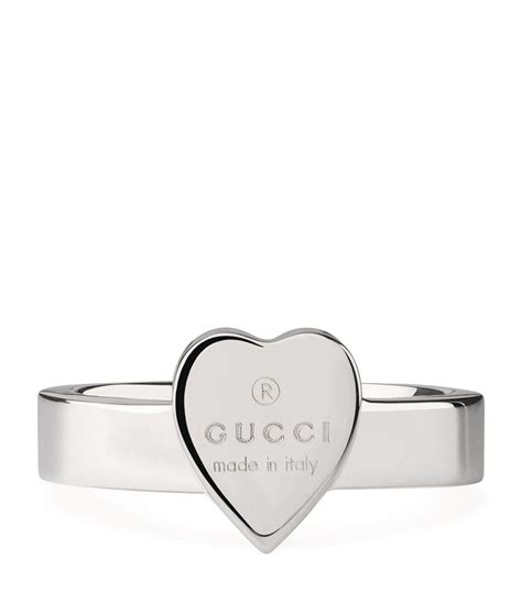 gucci trademark heart silver ring|gucci heart ring size 7.